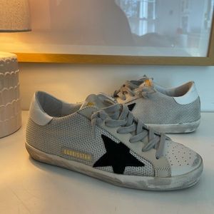Golden Goose Superstar Net/Suede Star Silver/Milk/Black/White! Size: 36.